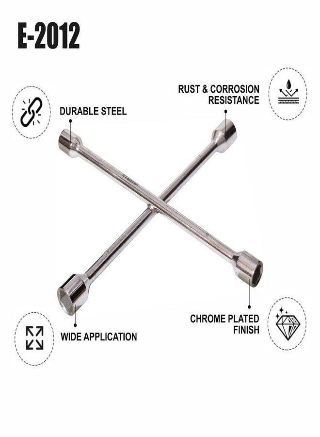 Eastman Cross Wheel Spanners, 17X19-21X23 Mm socket with Chrome Plated Hardened with Carbon Steel Car Wheel Nut Cross Rim Wrench Brace Screw Wrench (E-2012) - Image 4